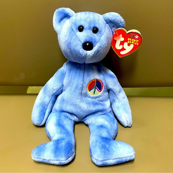 Ty Other - Ty Beanie Baby Peace Bear Blue